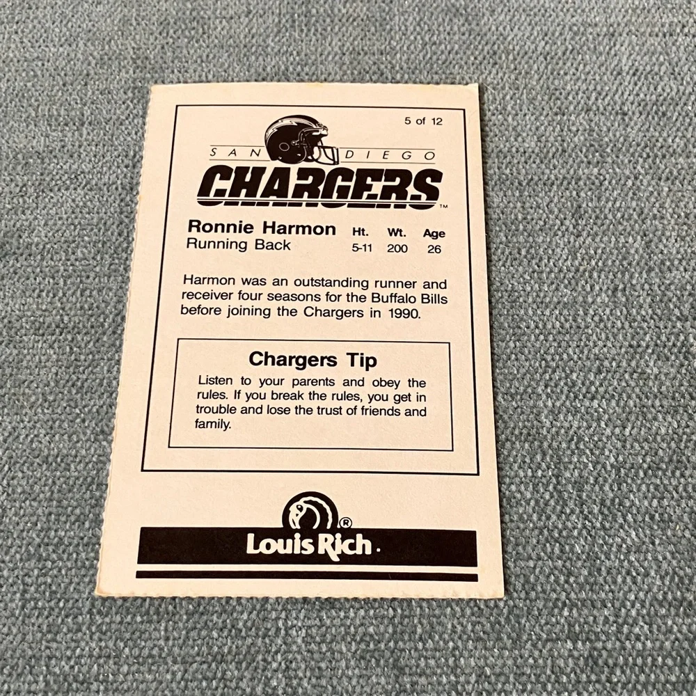 Chargers NFL Football Trading Card Football Card